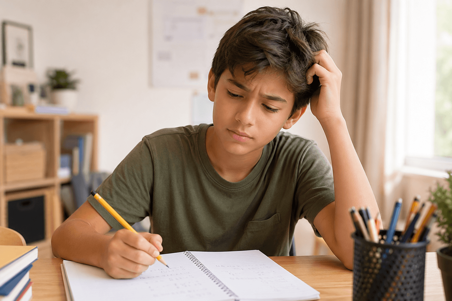 Student working on a math problem